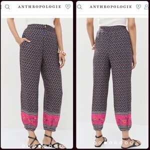Anthropologie Jogger Pants Women's 10 High Rise Navy Floral